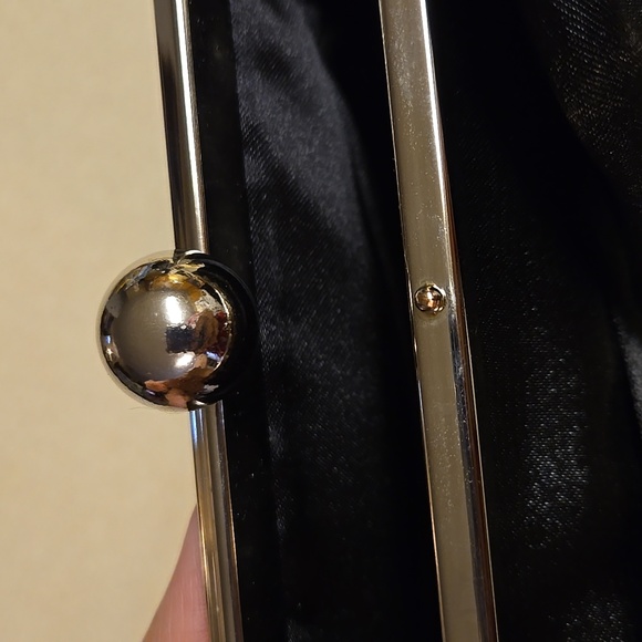 Elegant Black Satin Clutch with Chain Strap Retro style NWOT - Picture 7 of 9